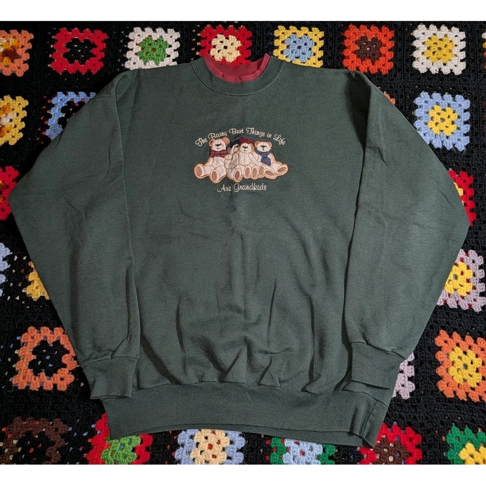Vintage Sweater Grandma Size Large "Beary Best Things In Life Are Grandkids"